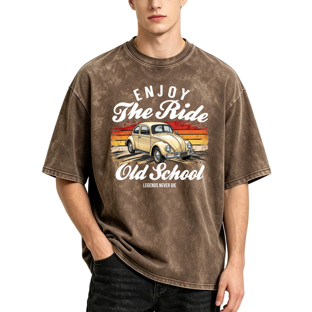 Personalized Car Photo Retro T-Shirt – Custom Car Graphic Tee, Enjoy The Ride Gift for Car Lovers