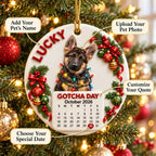Personalized Dog Ornament with Photo, Name & Adoption Date - Gotcha Day Calendar Keepsake