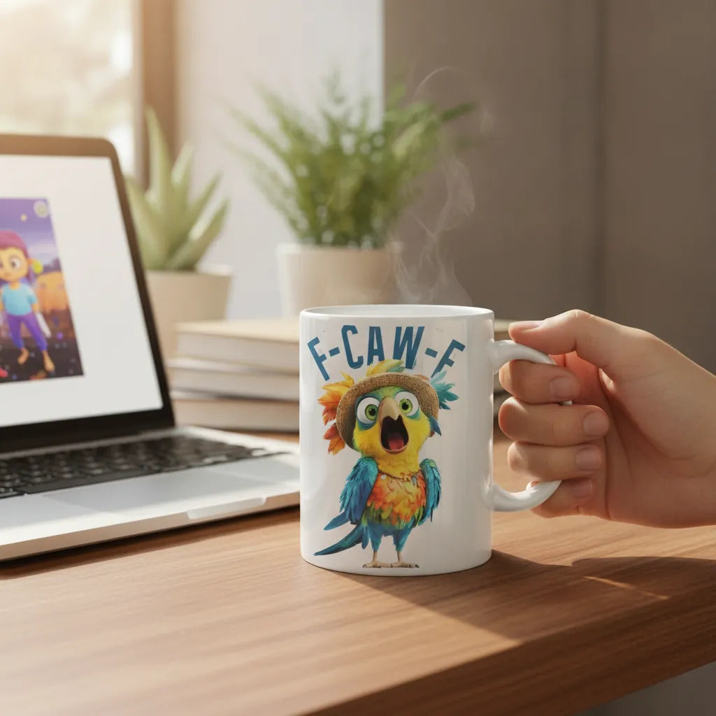 Personalized Funny Bird & Animal Ceramic Mug 15oz – Custom Animal Character Coffee Cup Gift