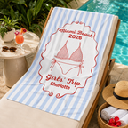 Girl Trip Gift For Her, Friends, Sisters - Personalized Beach Towel