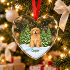 Personalized Pet Memorial Christmas Ornament – Custom Dog & Cat Photo Heart-Shaped Glass Ornament, Pet Lover Gift