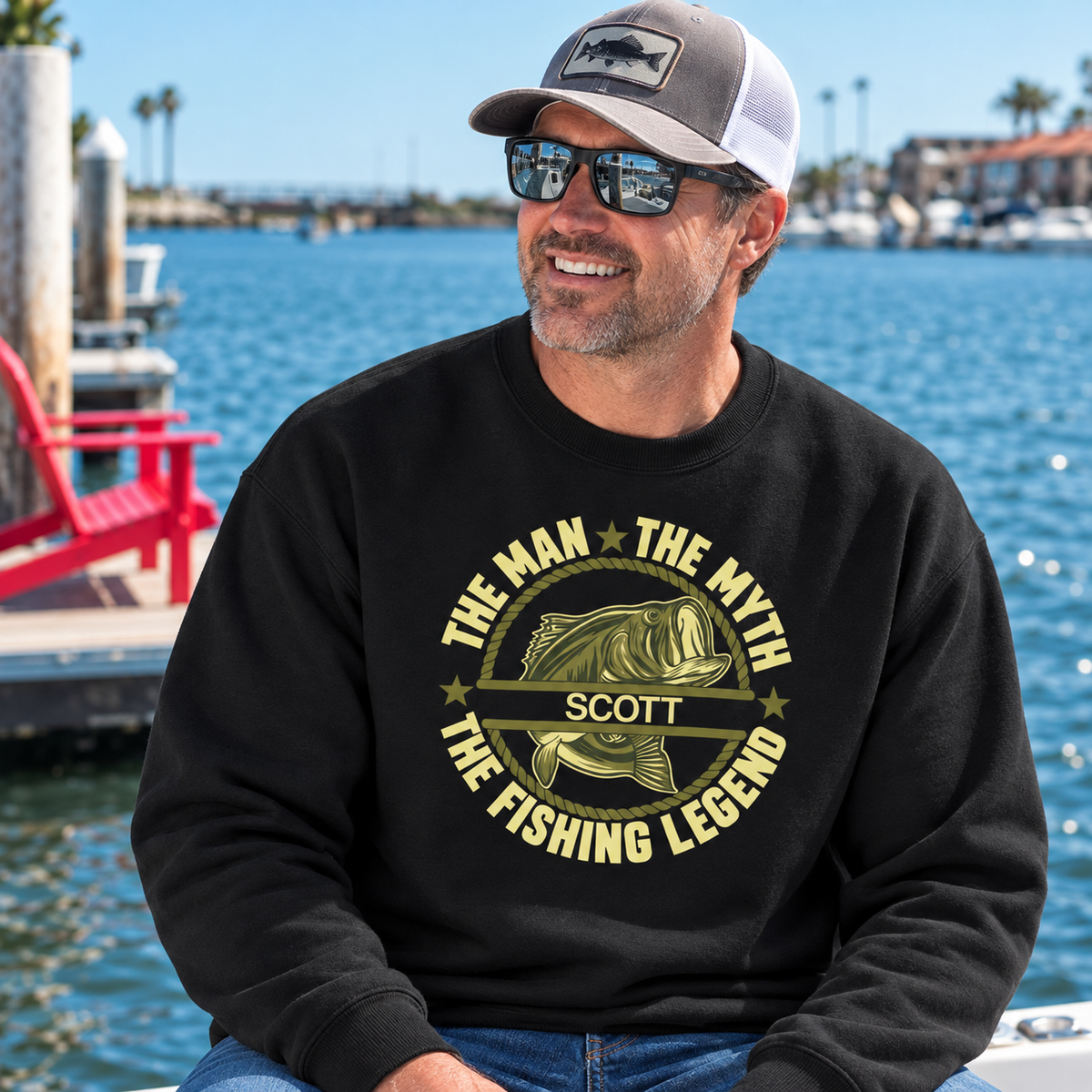 Personalized Fishing Sweatshirt, Fishing Gifts for Men & Dad, Christmas Fishing Gift for Fishermen – Fishing Legend
