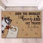 Cat Welcome Mat, Funny Cat Doormat, Personalized Halloween Cat Doormat – Boos & Cat Treats