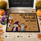 Hope You Brought Boos and Cat Treats Personalized Halloween Cat Doormat