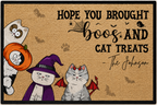 Hope You Brought Boos and Cat Treats Personalized Halloween Cat Doormat