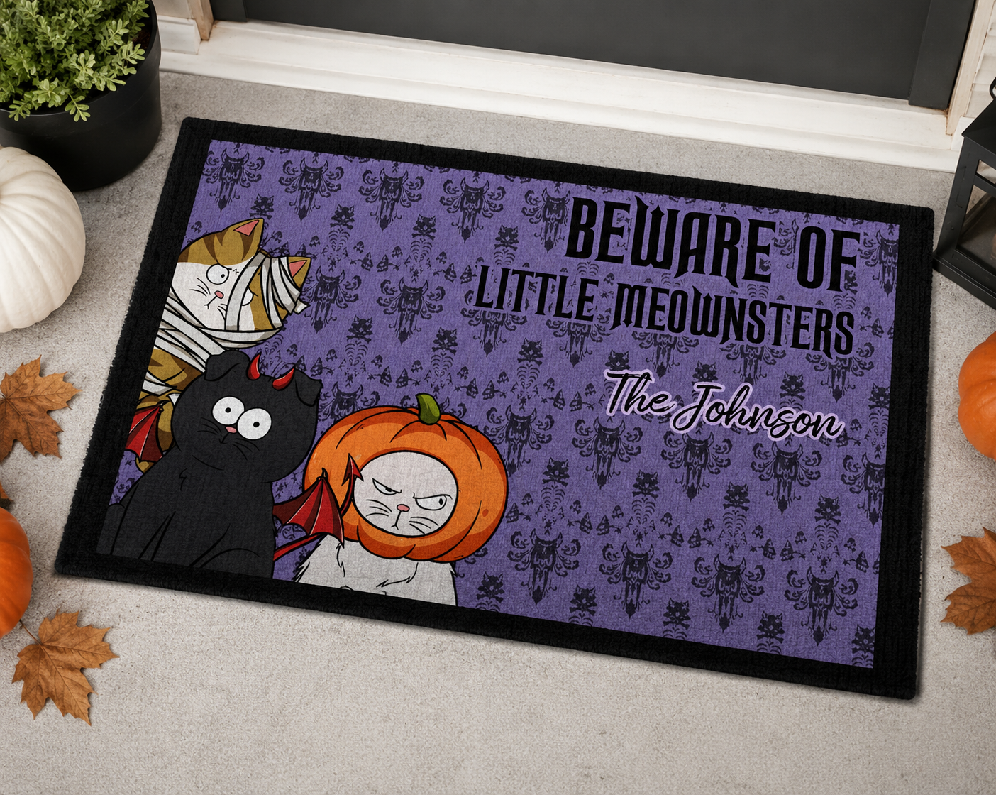 Beware of Little Meownsters Personalized Cat Doormat
