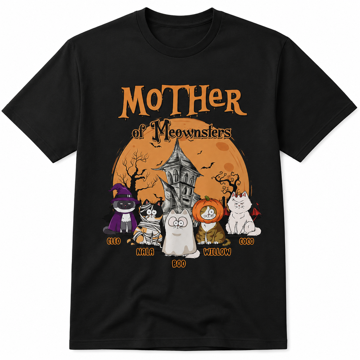 Mother of Meowsters Personalized Halloween Cat Shirt