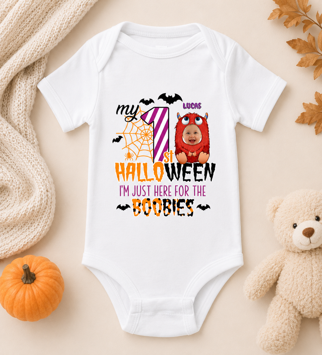Personalized Baby First Halloween Onesie, My First Halloween Baby Photo Bodysuit, Custom Name Halloween Outfit