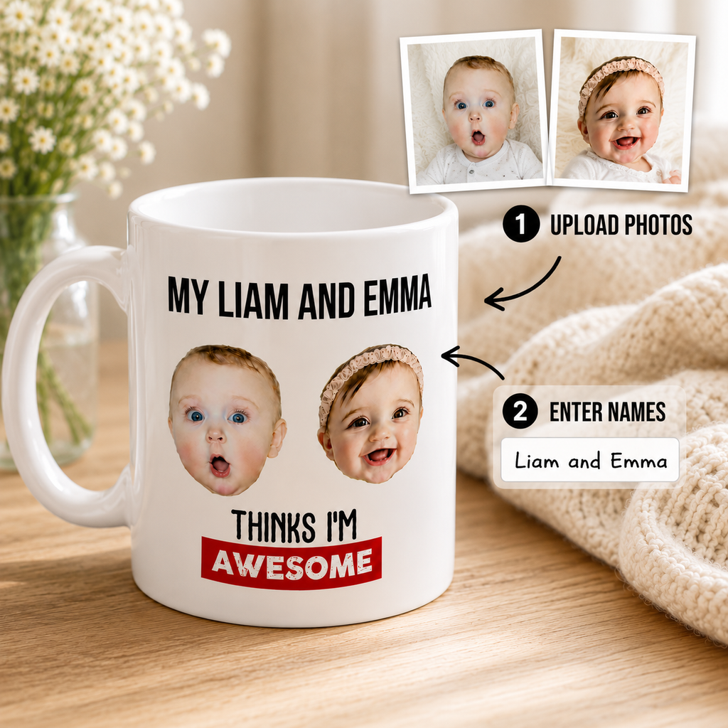 My Kid Thinks I Am Awesome Personalized Photo Mug