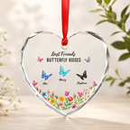 Personalized Best Friends Butterfly Heart Ornament – Custom Names Crystal Keepsake, Friendship Gift