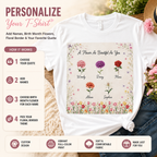 Personalized Birth Flower Garden Shirt – Custom Names & Birth Month Flowers Unisex T-Shirt, Family Floral Gift for Mom, Grandma, Nana