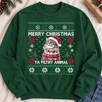 Dog Christmas Sweatshirt, Cat Christmas Sweatshirt, Personalized Pet Sweatshirt – Merry Christmas Ya Filthy Animal
