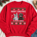 Dog Christmas Sweatshirt, Cat Christmas Sweatshirt, Personalized Pet Sweatshirt – Merry Christmas Ya Filthy Animal