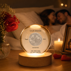 Personalized Crystal Globe Three Color Lamp – Custom Moon Crystal Ball Light with Names, Date & Quote, Romantic Anniversary Gift, Personalized LED Crystal Keepsake