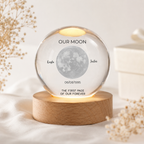 Personalized Crystal Globe Three Color Lamp – Custom Moon Crystal Ball Light with Names, Date & Quote, Romantic Anniversary Gift, Personalized LED Crystal Keepsake