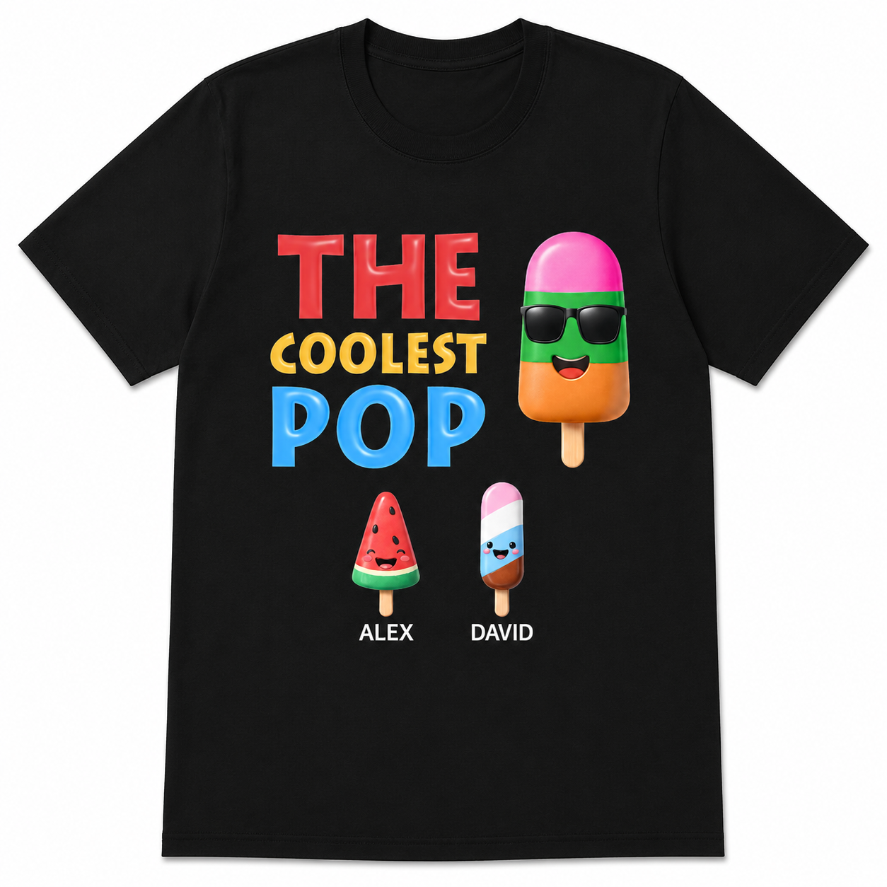 The Coolest Dad Grandpa Pop Personalized Popsicle T-Shirt | Custom Family Gift