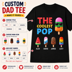 The Coolest Dad Grandpa Pop Personalized Popsicle T-Shirt | Custom Family Gift