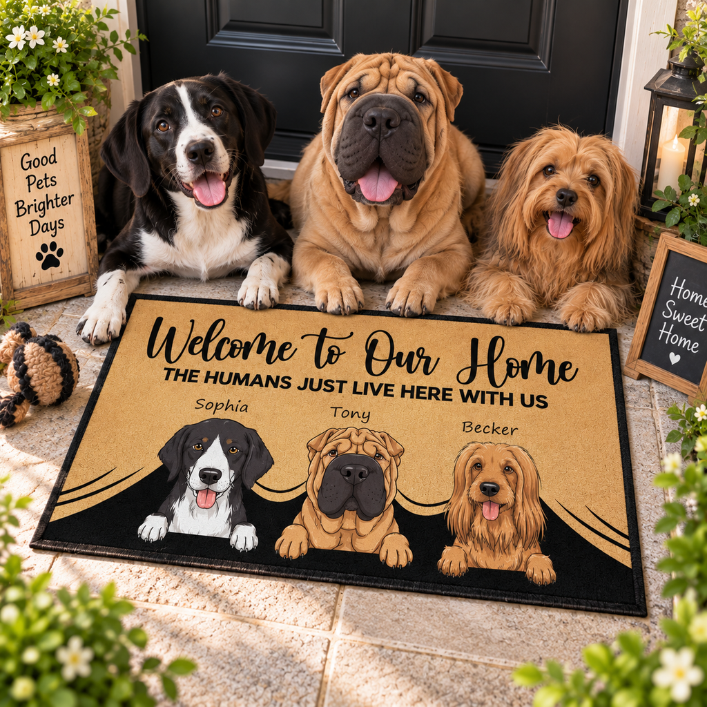 Personalized Dog Doormat, Custom Dog Doormat, Dog Welcome Mat, Dog Name Doormat, Multiple Dog Doormat, Housewarming Gift