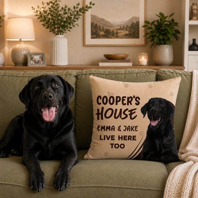 Custom Pet Pillow with Photo & Name, Personalized Dog & Cat Picture Pillow, Pet Owner Gift Main Image