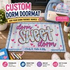 Personalized Dorm Sweet Dorm Doormat – Custom College Dorm Room Welcome Mat with Name