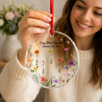 Personalized Family Flower Glass Ornament with Custom Names – Every Bloom Represents Someone We Love Keepsake Gift