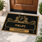 Personalized Family Name Doormat with Monogram & Address - Custom Welcome Mat for Front Door, Housewarming Gift