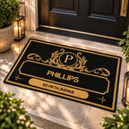 Personalized Family Name Doormat with Monogram & Address - Custom Welcome Mat for Front Door, Housewarming Gift