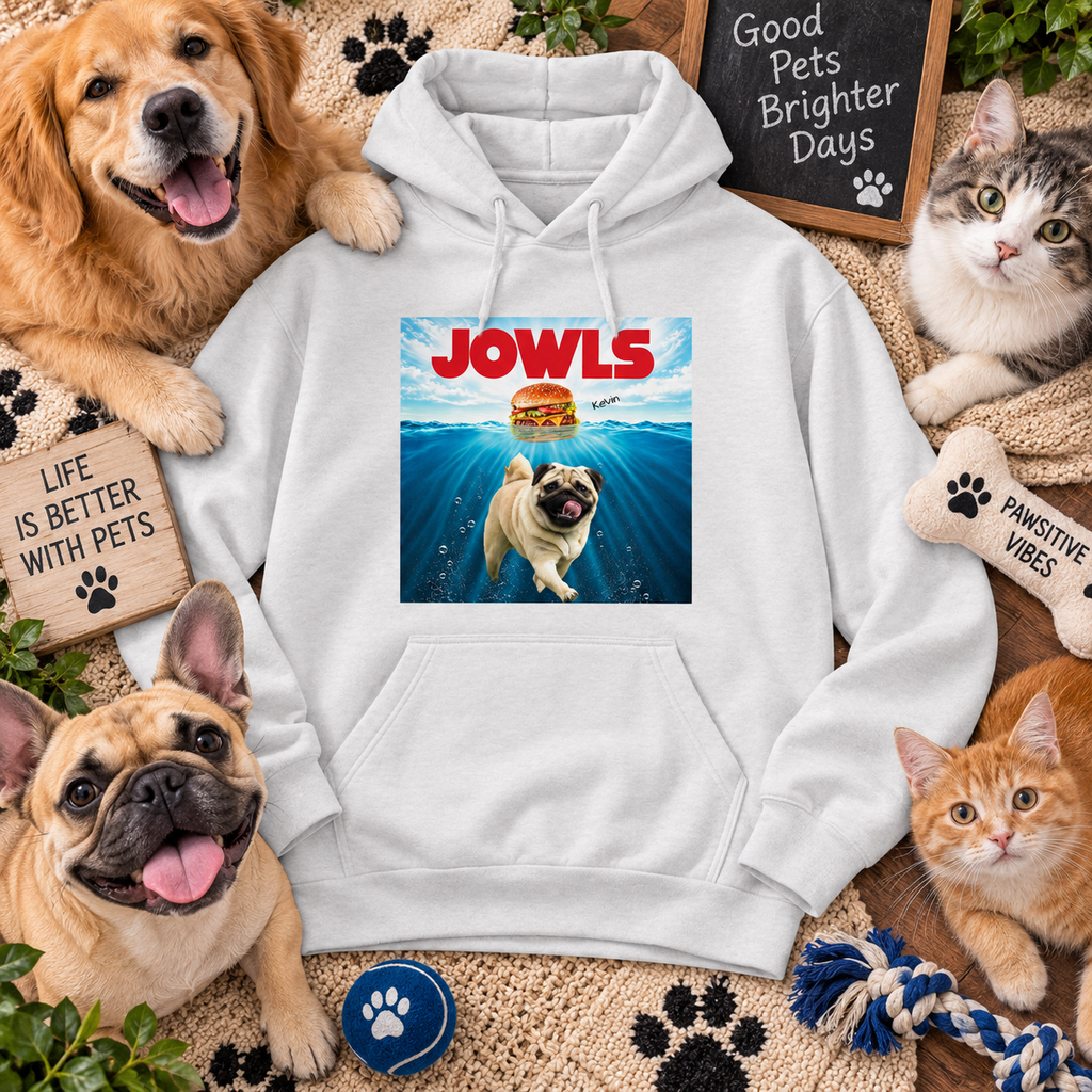 Personalized Pet Photo Hoodie – Custom Dog Cat Photo & Pet Name Hoodie, Funny JOWLS Pet Lover Sweatshirt, Dog Mom Dad Gift
