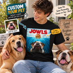 Personalized Pet Photo T-Shirt – Custom Dog Cat Photo & Pet Name Shirt, Funny JOWLS Pet Lover Tee, Dog Mom Dad Gift