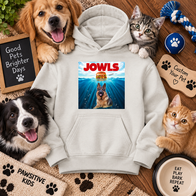 Personalized Pet Hoodie, Custom Photo Youth Hoodie, Pet Photo Hoodie, Pet Name Kids, Funny JOWLS Gift Main Image