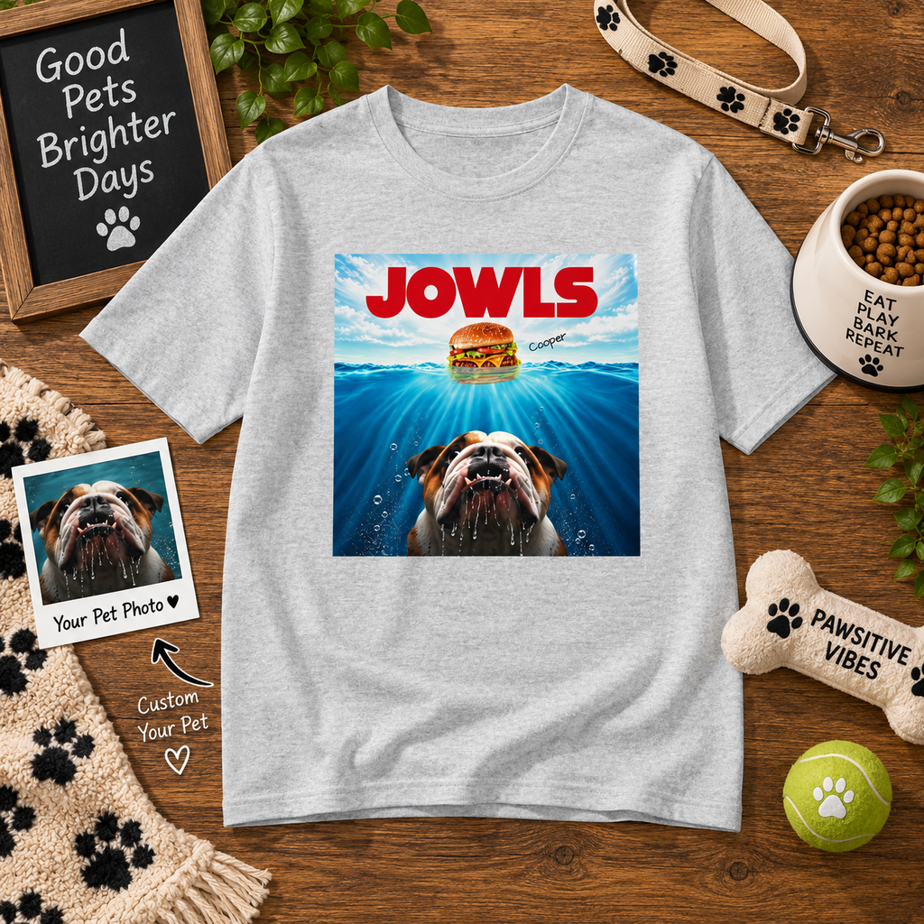 Personalized Pet Photo Youth T-Shirt – Custom Dog Cat Photo & Pet Name Kids Shirt, Funny JOWLS Pet Lover Tee, Gift for Kids