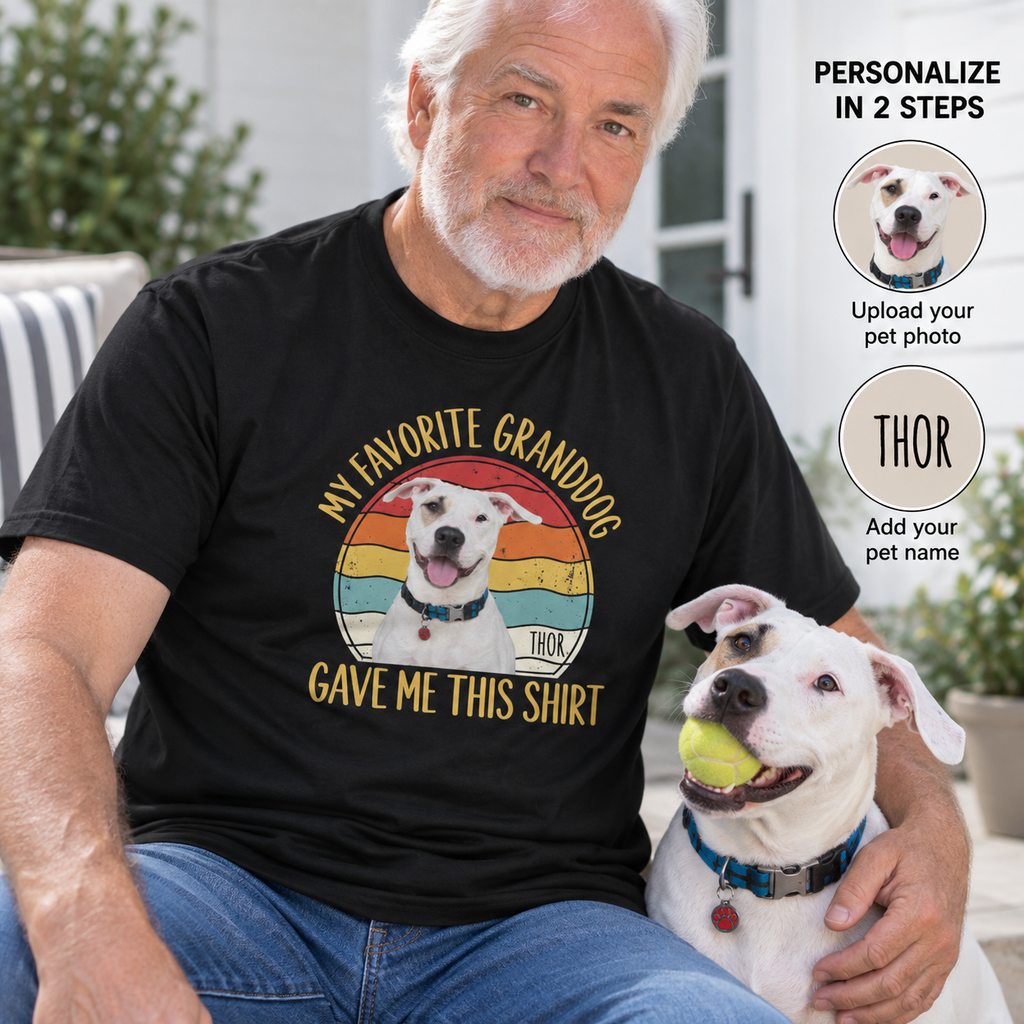 Custom Dog Photo Shirt, Personalized Dog Shirt for Grandpa – My Favorite Granddog