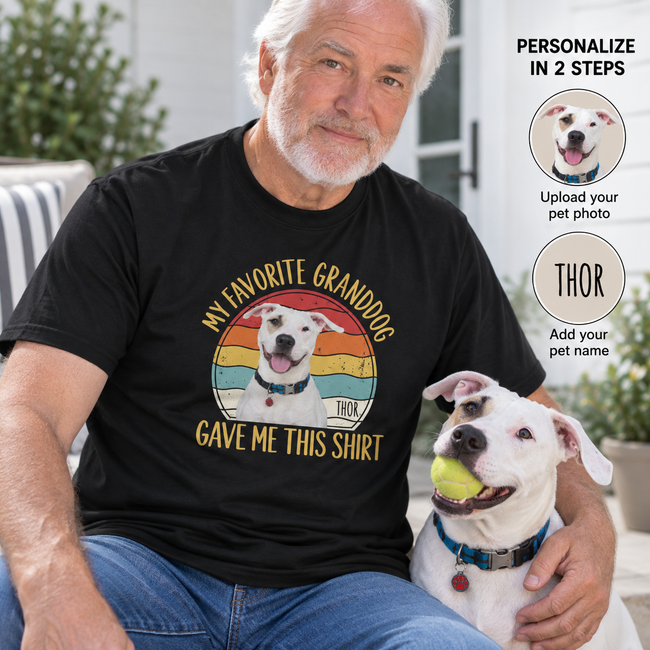 Custom Dog Photo Shirt – Personalized Dog Shirt, My Favorite Granddog Gift for Grandpa Hover Image