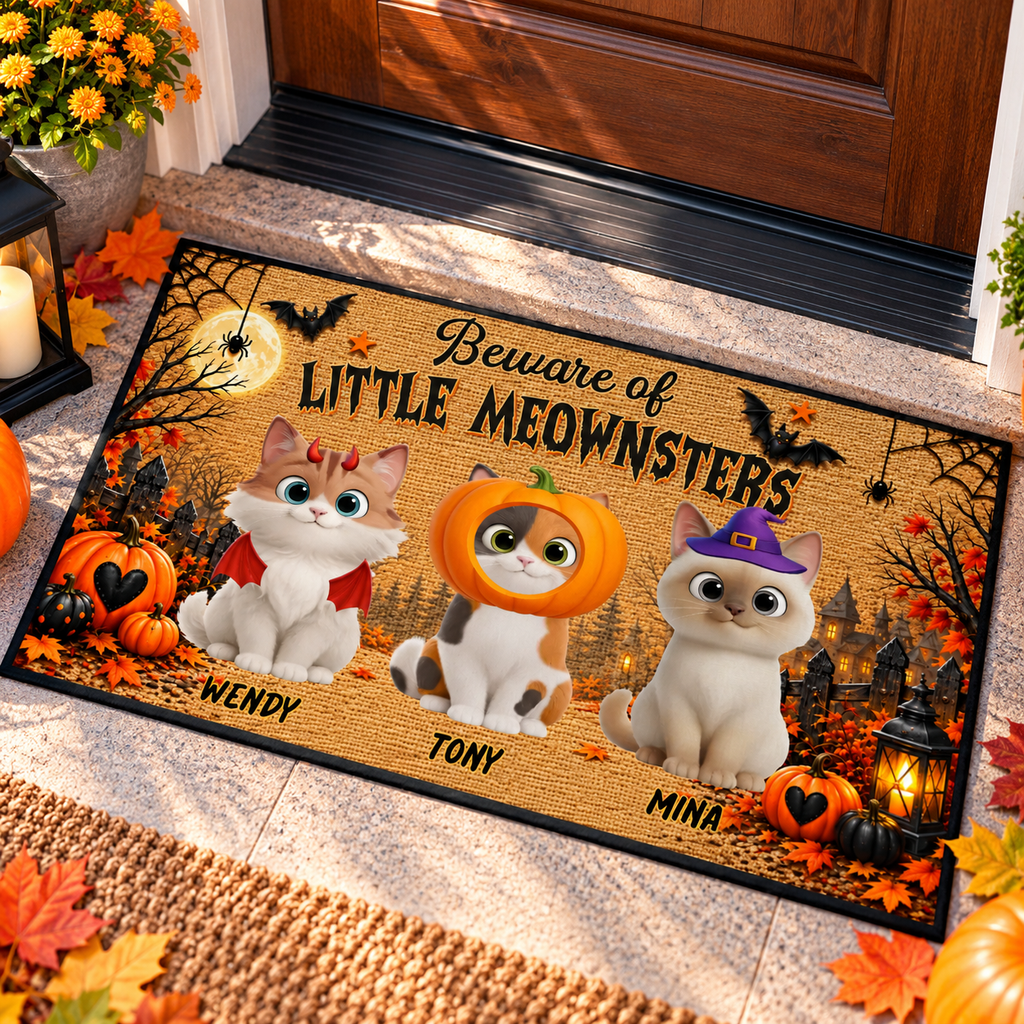 Personalized Halloween Doormat, Halloween Cat Doormat, Cat Welcome Mat, Personalized Cat Doormat, Halloween Decor