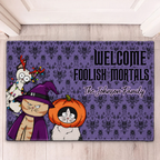 Personalized Cat Doormat, Custom Cat Welcome Mat with Family Name, Halloween Cat Doormat, Gift for Cat Lovers