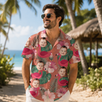 Personalized Hawaiian Shirt – Custom Face Hawaiian Shirt with Photo, Funny Tropical Button-Up Shirt, Custom Pet & Family Vacation Gift