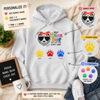 Personalized Mama Bear Hoodie with Kids Names, Custom Mom Sweatshirt, 1-5 Children Paw Prints, Mother's Day Gift for Mom