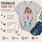 Personalized Motherhood Is A Walk In The Park Dinosaur T-Shirt | Custom Kids Names Mom Shirt | Funny Mother's Day Gift Tee