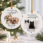 Personalized Pet Engagement & Wedding Ornament, Custom Dog & Cat Photo Christmas Ornament