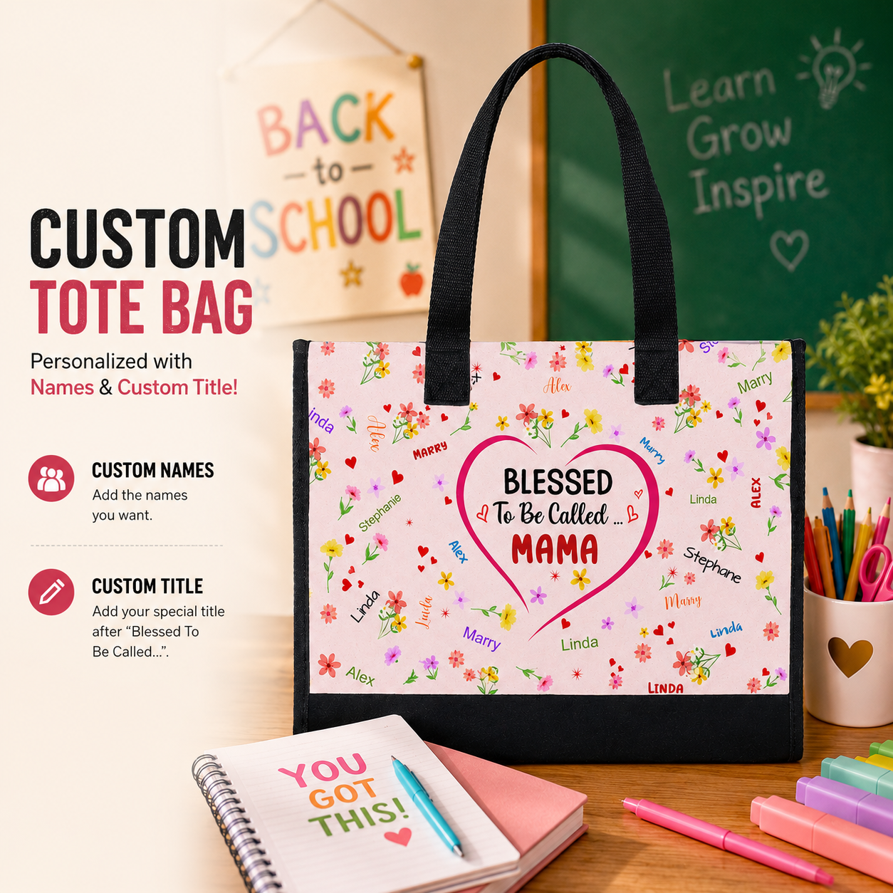 Personalized Blessed To Be Called Tote Bag – Custom Name Premium Tote Bag