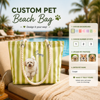 Personalized Pet Beach Tote Bag, Custom Dog Photo & Name Hemp Rope Bag, Custom Pet Portrait Tote, Dog Mom Beach Bag, Pet Lover Gift