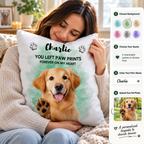Personalized pet memorial pillow with custom dog photo, pet name and memorial quote