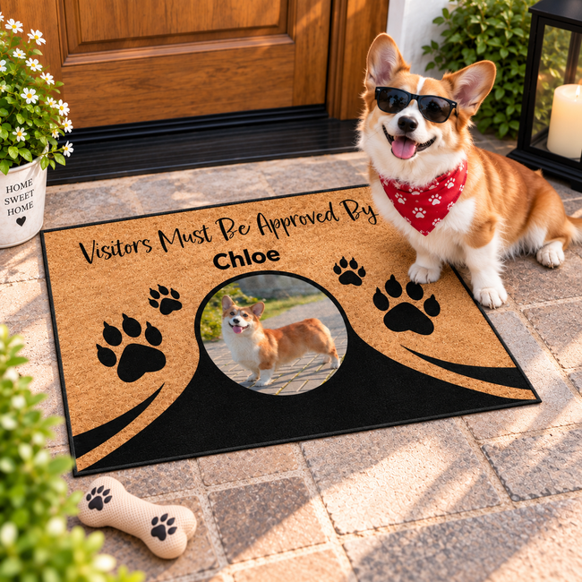 Custom Pet Doormat, Pet Photo Doormat, Personalized Dog Cat Welcome Mat, Pet Name Doormat, Pet Lover Gift Main Image