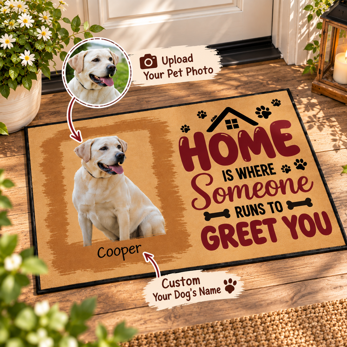 Personalized Pet Doormat, Pet Photo Doormat, Custom Pet Picture & Name Welcome Mat, Pet Lover Gift, Housewarming Gift
