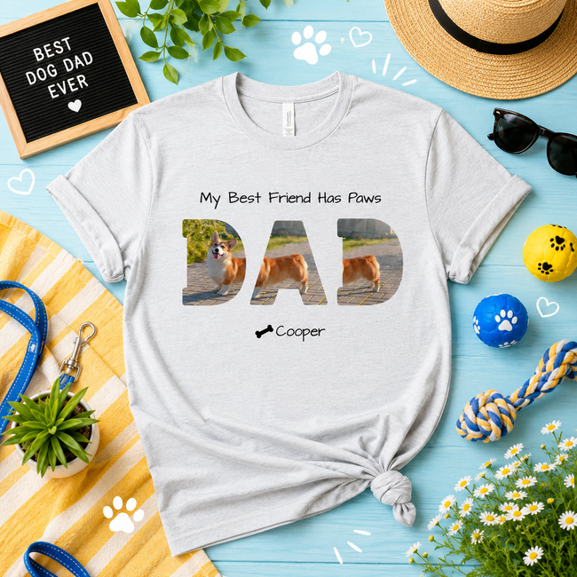 Personalized Pet Photo Mom Dad T-Shirt – Custom Dog Cat Photo Shirt with Pet Name & Quote, Pet Parent Gift Main Image