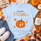 Personalized Growing A Little Pumpkin Women’s T-Shirt – Custom Baby Name Pregnancy Shirt, Fall Pumpkin Maternity Tee, Expecting Mom Gift