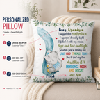 Personalized Elephant Throw Pillow – Custom Name Decorative Cushion, Personalized Dear Message Pillow, Custom Family Gift, Nursery & Bedroom Keepsake