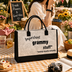 Personalized Tote Bag with Custom Name, Important Stuff Mainly Snacks Actually Tote, Custom Mom Teacher Gift, Back to School Bag