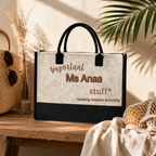 Personalized Tote Bag with Custom Name, Important Stuff Mainly Snacks Actually Tote, Custom Mom Teacher Gift, Back to School Bag