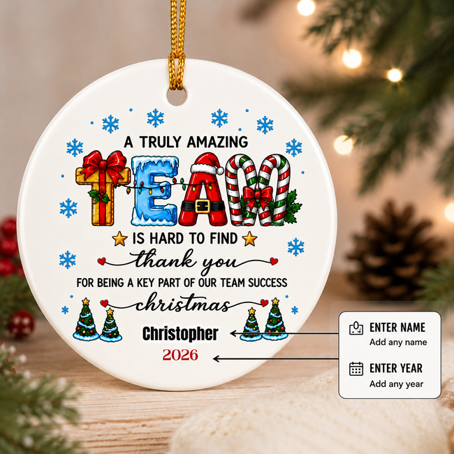 Personalized Team Christmas Ornament for Coworkers Hover Image